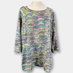 CJ Banks Chevron Multi Color Tunic Top Shirt Size 1X